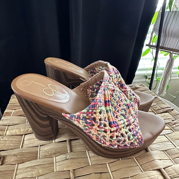 Jessica Simpson Shoes - Jessica Simpson Colorful Woven Block Heels